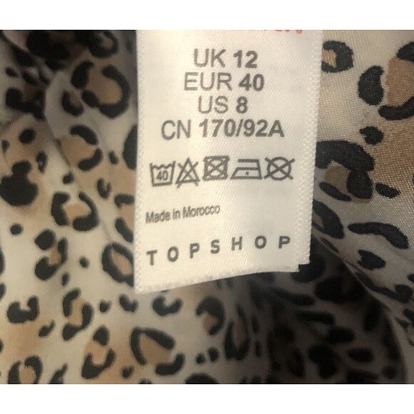Leopard Print Topshop Cami Top Tiered White Black Brown Spaghetti Strap V-Neck - Picture 4 of 7